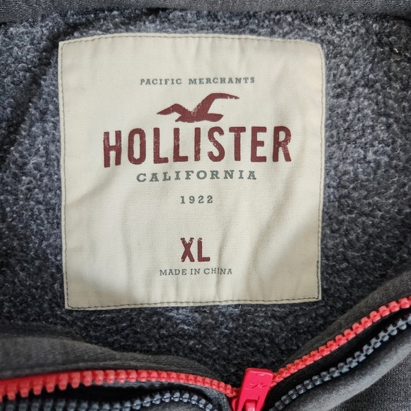 Hollister VTG Y2K 2000s Skater Half Zip Hooded Sweatshirt Grey Hoodie Size XL - Picture 14 of 16